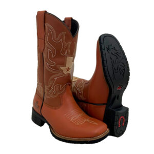 BOTA TEXANA FEMININA MUNDO COUNTRY PINHÃO – SOLADO TELHA