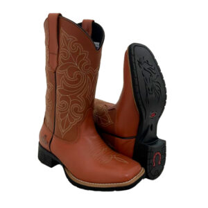 BOTA TEXANA FEMININA MUNDO COUNTRY PINHÃO – SOLADO TELHA | 10A